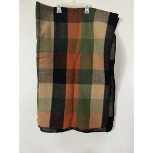 Chatham Wool Blanket Plaid Green Orange 39" X 58"